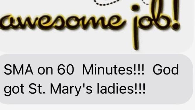 St. Mary's alumnae shows excitement in a text